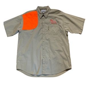 Columbia Khaki Shirt Men's Button Up Short Sleeve Fishing Outdoor Sz L